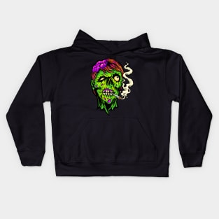 Brains and Weed - Happy Halloweed Trippy Zombie Kids Hoodie